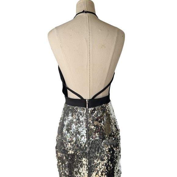 NASTY GAL Halter Black and Sequin Night Mini Dress NWT - Small - Picture 11 of 11